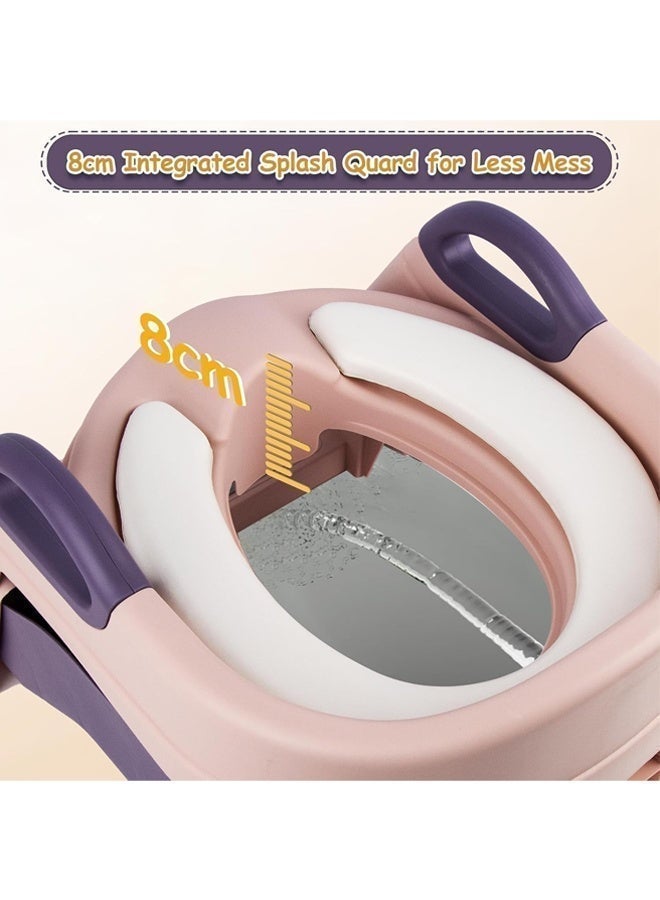 Aissiora Potty Training Seat, Kids Toilet Training Seat with Step Stool, Foldable Portable Potty Chair with Adjustable Height Ladder Guard Handle Soft Cushion for Baby Toddler Boys Girls - Image 5